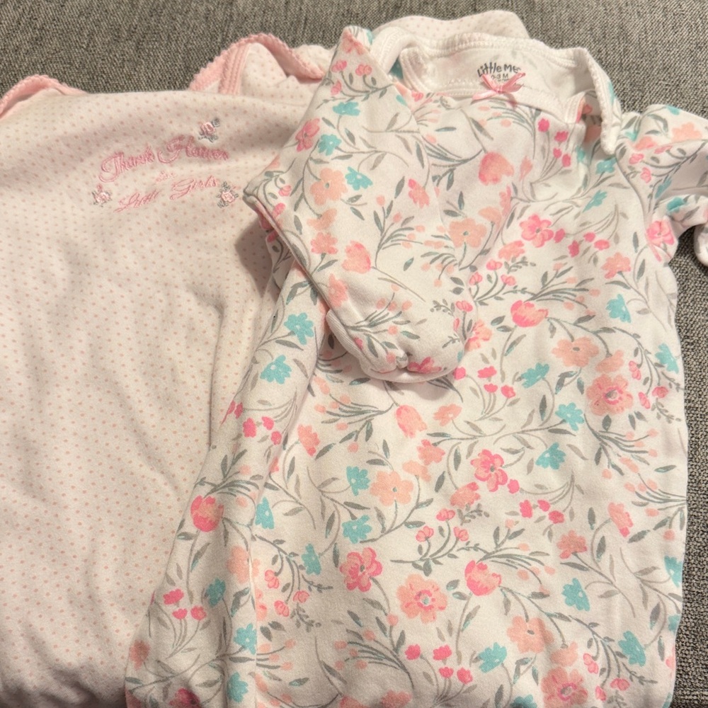 Little Me Pink and Teal Floral Baby Outfits
